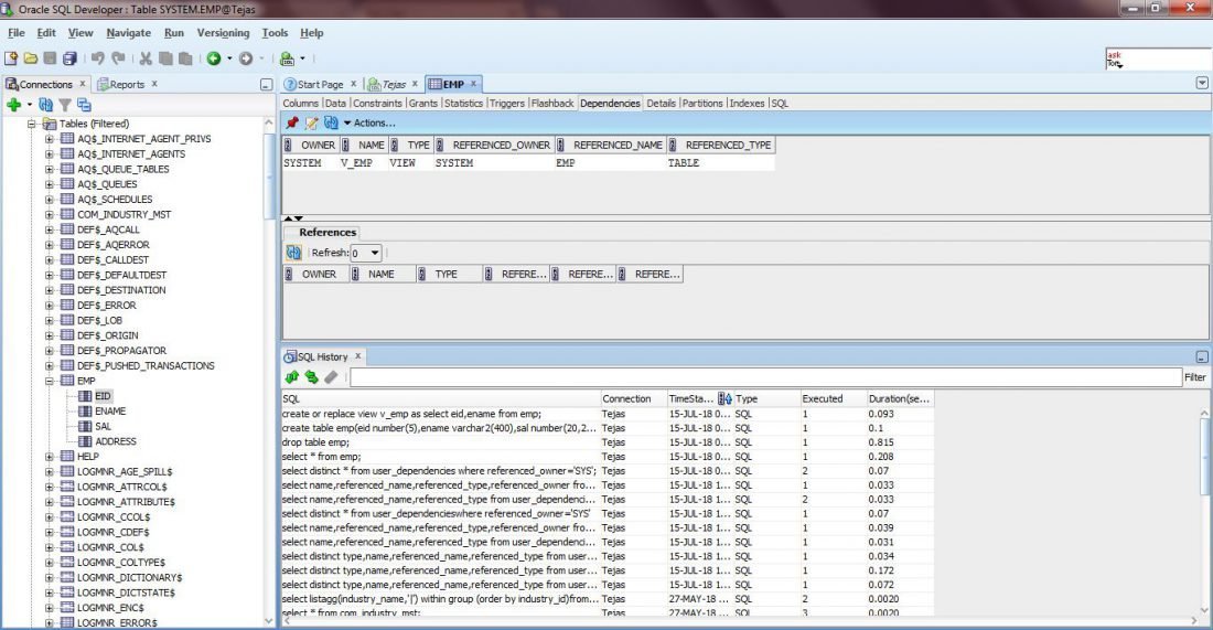 Dependencies in oracle pkworlz